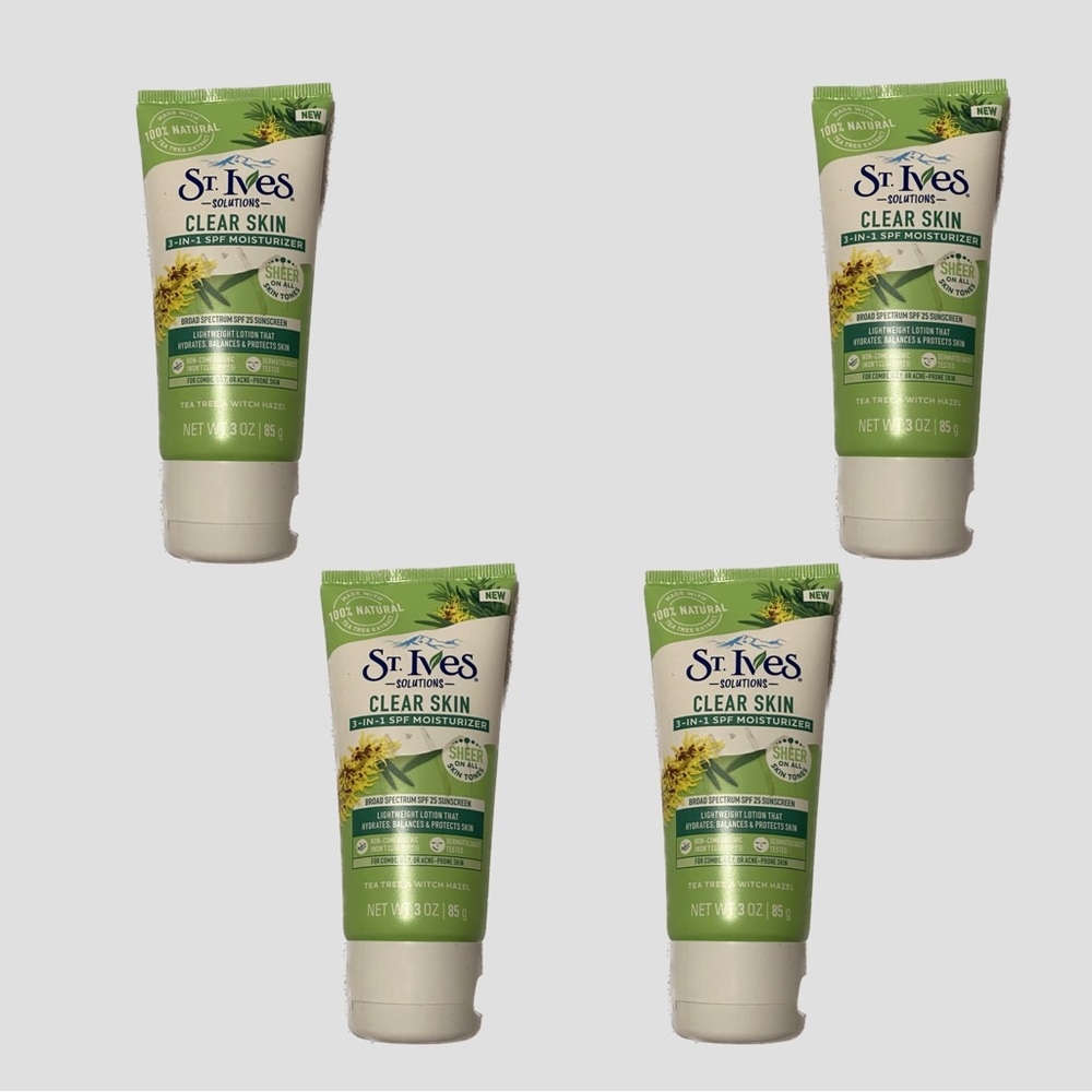 -St. Ives Solutions Clear Skin 3-in-1 SPF 25 Moisturizer 3 oz 4PK read descript.